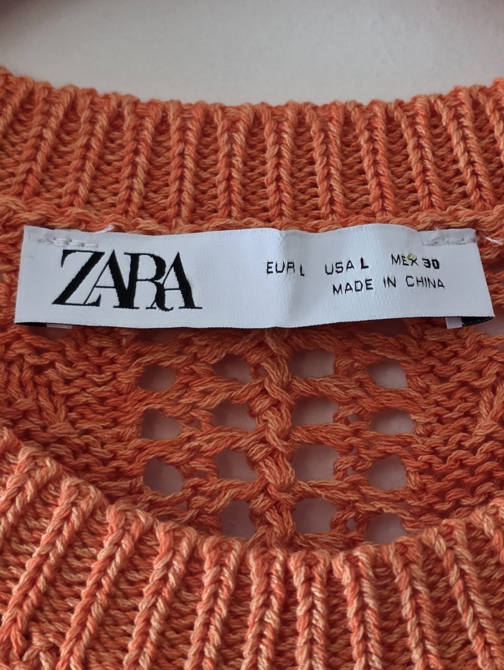 Zara Crochet Knit‎ Crop Top Size L Fringe Tassel Hem Beaded Orange Festival Boho - Picture 8 of 11